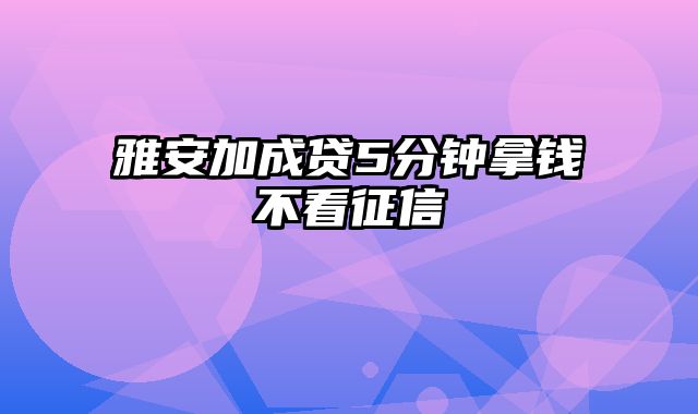 雅安加成贷5分钟拿钱不看征信