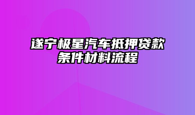 遂宁极星汽车抵押贷款条件材料流程