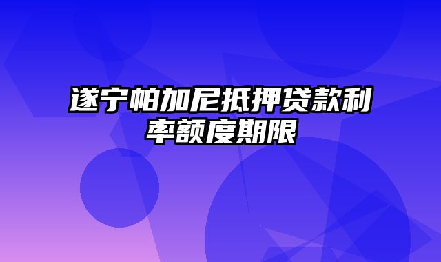 遂宁帕加尼抵押贷款利率额度期限