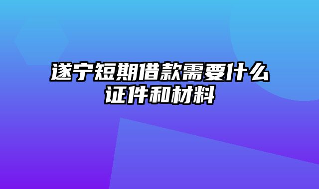 遂宁短期借款需要什么证件和材料