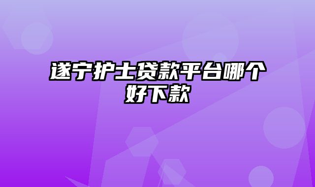 遂宁护士贷款平台哪个好下款