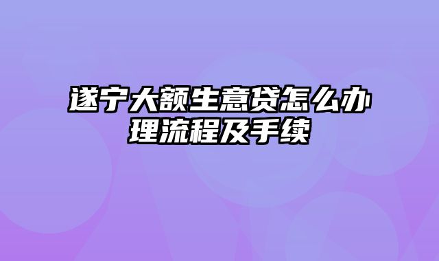 遂宁大额生意贷怎么办理流程及手续