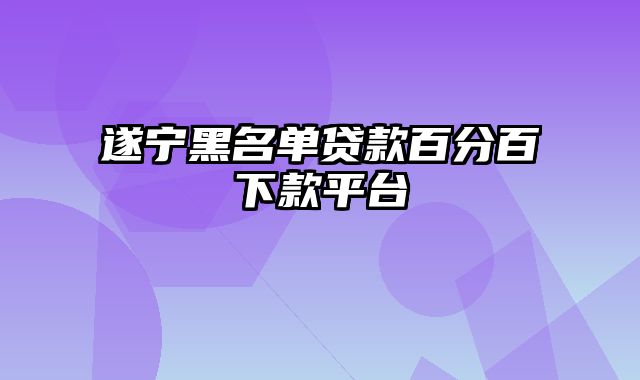 遂宁黑名单贷款百分百下款平台