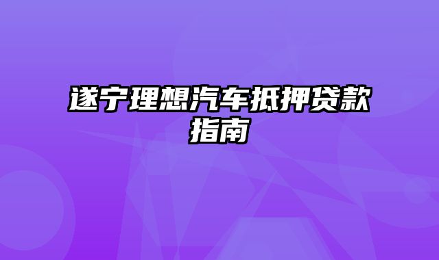 遂宁理想汽车抵押贷款指南