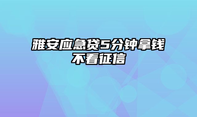 雅安应急贷5分钟拿钱不看征信