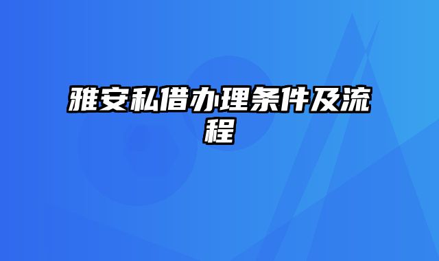 雅安私借办理条件及流程