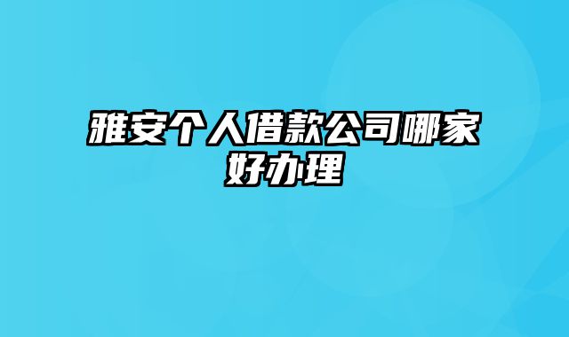 雅安个人借款公司哪家好办理