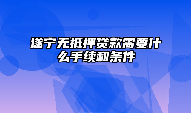 遂宁无抵押贷款需要什么手续和条件