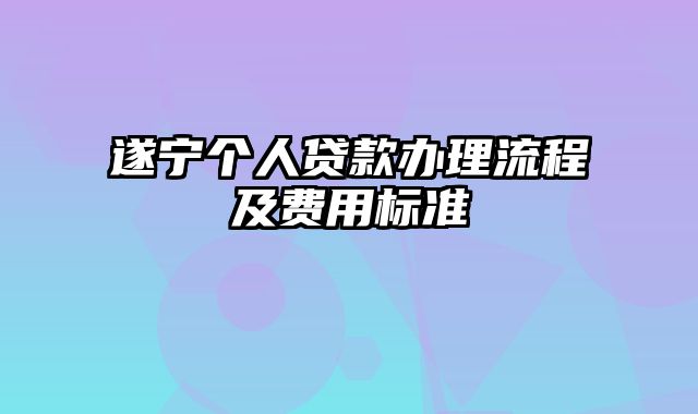 遂宁个人贷款办理流程及费用标准