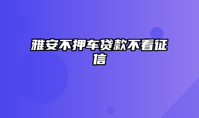 雅安不押车贷款不看征信