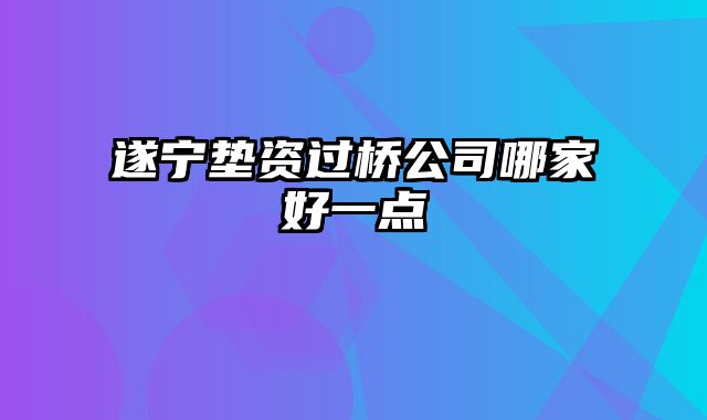 遂宁垫资过桥公司哪家好一点