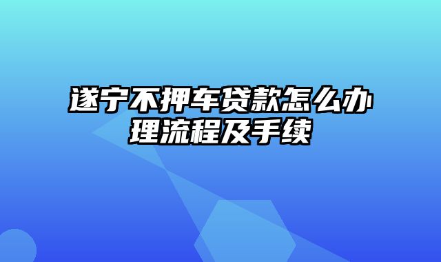 遂宁不押车贷款怎么办理流程及手续