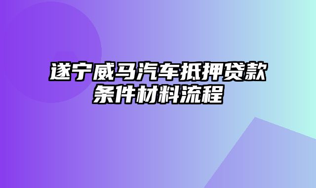 遂宁威马汽车抵押贷款条件材料流程