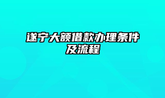 遂宁大额借款办理条件及流程