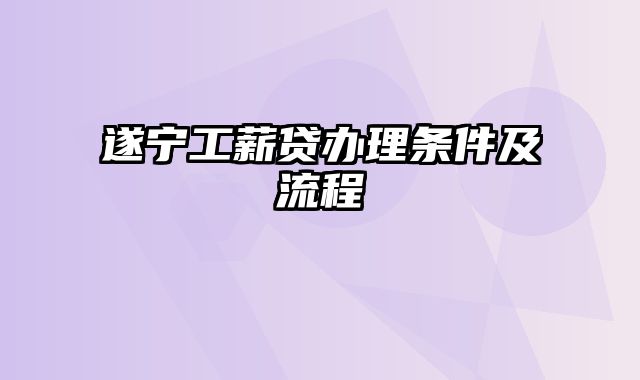 遂宁工薪贷办理条件及流程