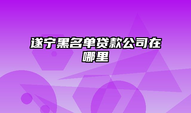 遂宁黑名单贷款公司在哪里