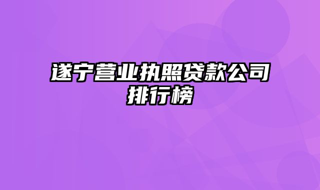 遂宁营业执照贷款公司排行榜