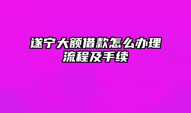 遂宁大额借款怎么办理流程及手续