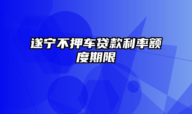 遂宁不押车贷款利率额度期限