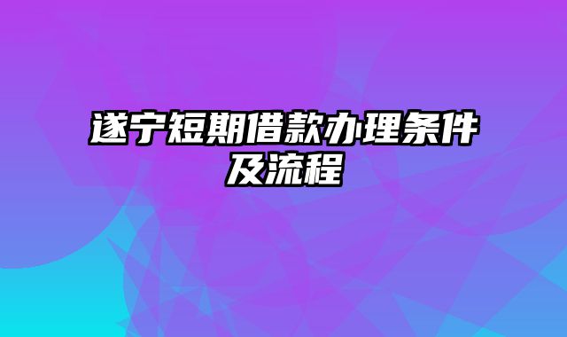 遂宁短期借款办理条件及流程