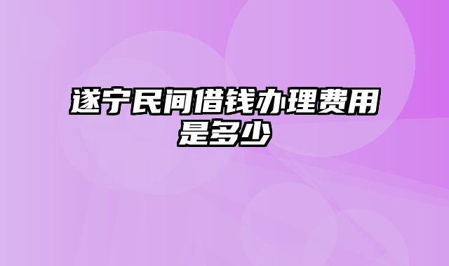 遂宁民间借钱办理费用是多少