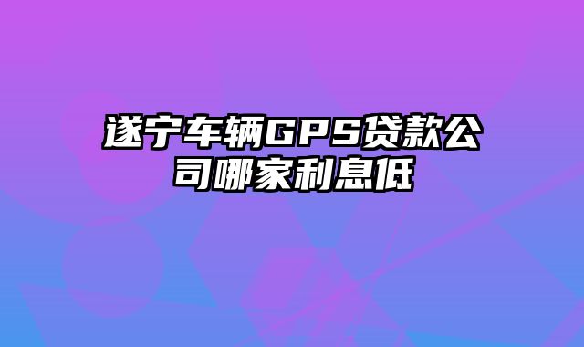 遂宁车辆GPS贷款公司哪家利息低