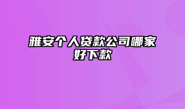 雅安个人贷款公司哪家好下款