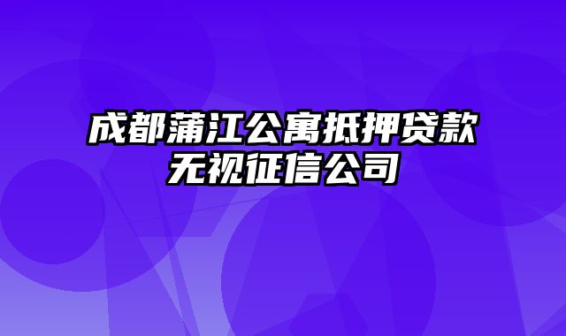 成都蒲江公寓抵押贷款无视征信公司