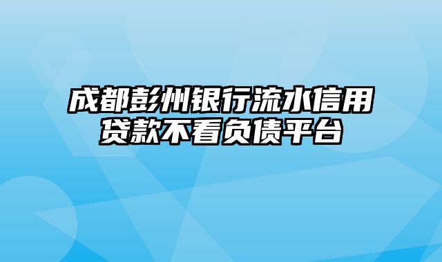 成都彭州银行流水信用贷款不看负债平台