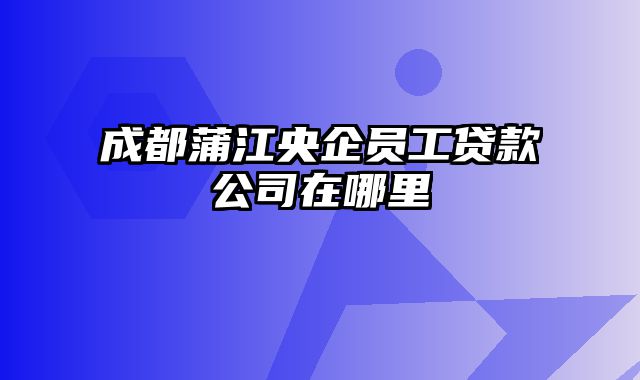 成都蒲江央企员工贷款公司在哪里