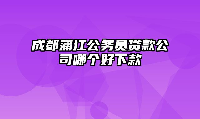 成都蒲江公务员贷款公司哪个好下款