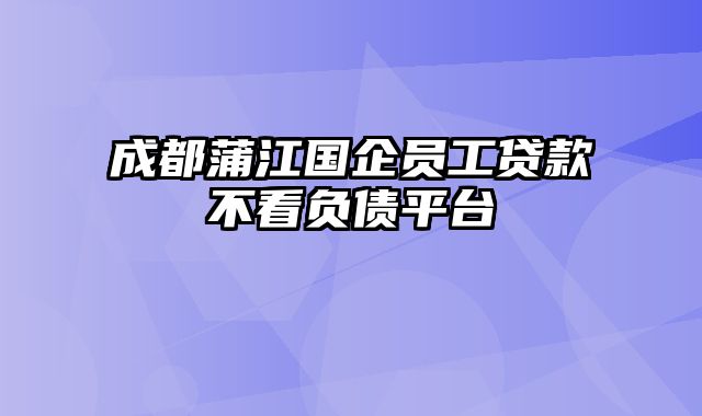 成都蒲江国企员工贷款不看负债平台