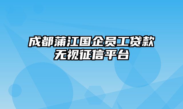 成都蒲江国企员工贷款无视征信平台