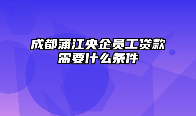 成都蒲江央企员工贷款需要什么条件