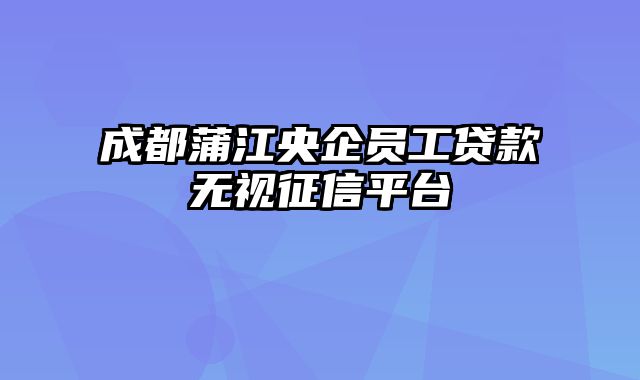 成都蒲江央企员工贷款无视征信平台