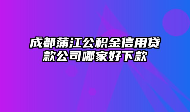 成都蒲江公积金信用贷款公司哪家好下款