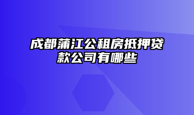 成都蒲江公租房抵押贷款公司有哪些