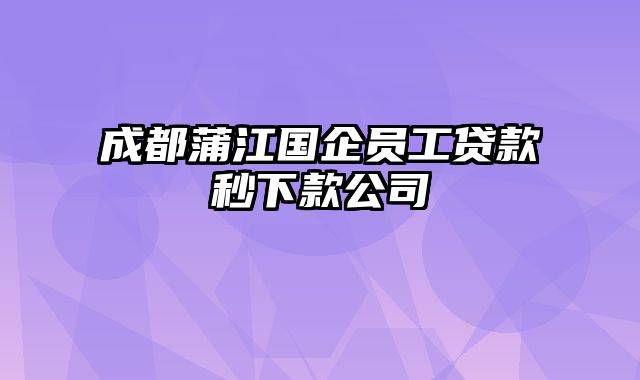 成都蒲江国企员工贷款秒下款公司