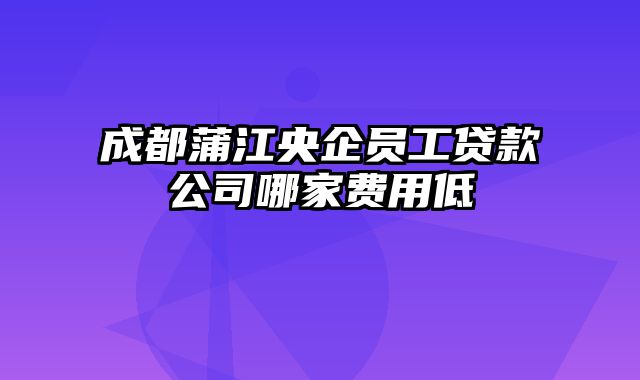 成都蒲江央企员工贷款公司哪家费用低