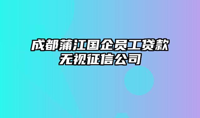 成都蒲江国企员工贷款无视征信公司