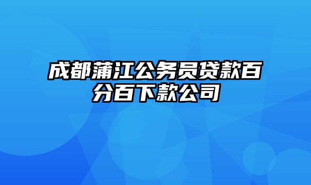 成都蒲江公务员贷款百分百下款公司