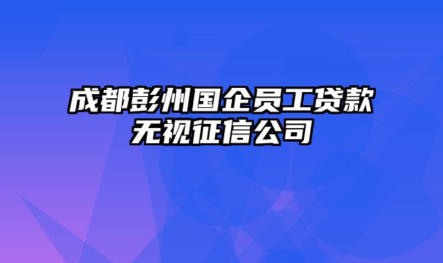 成都彭州国企员工贷款无视征信公司