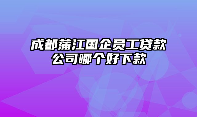 成都蒲江国企员工贷款公司哪个好下款