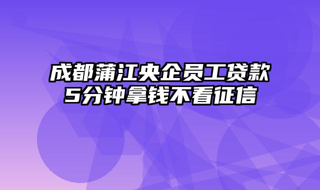 成都蒲江央企员工贷款5分钟拿钱不看征信