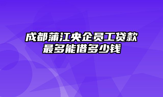 成都蒲江央企员工贷款最多能借多少钱