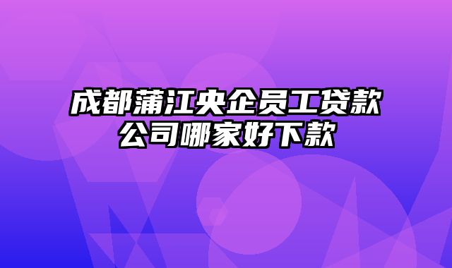 成都蒲江央企员工贷款公司哪家好下款