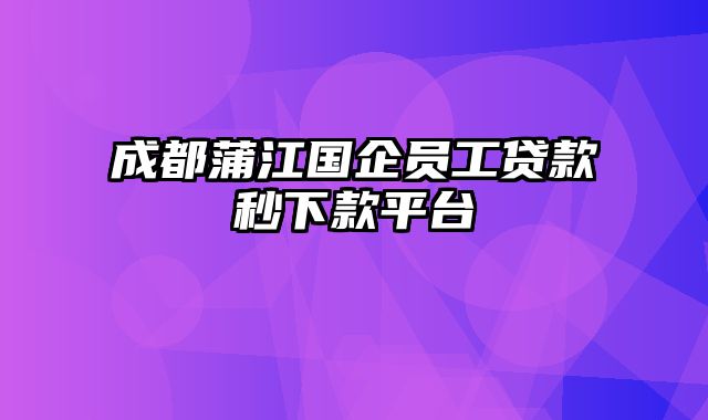 成都蒲江国企员工贷款秒下款平台