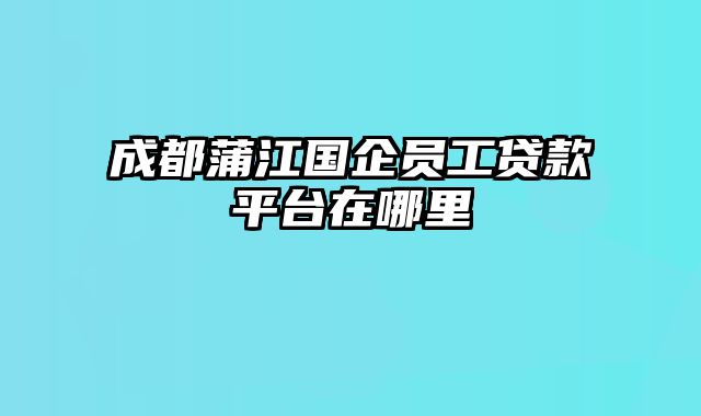 成都蒲江国企员工贷款平台在哪里