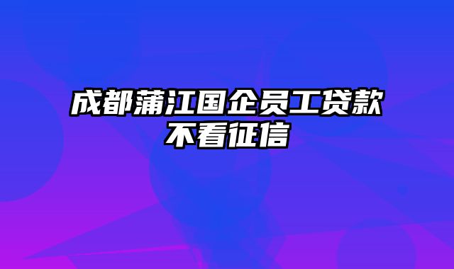 成都蒲江国企员工贷款不看征信