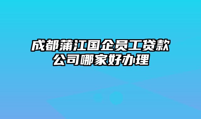 成都蒲江国企员工贷款公司哪家好办理